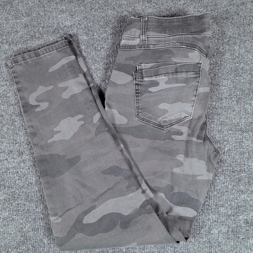 Democracy Ab Solution Camo Gray Skinny Ankle Zip Women's Pants Size 6 slimming